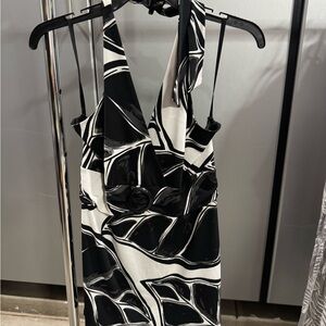 White House Black Market Backless Black and White Dress